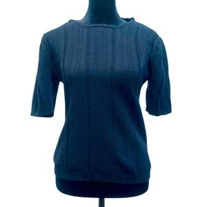 Chic Style Cable-Knit Short-Sleeve Sweater Size XL​​​​